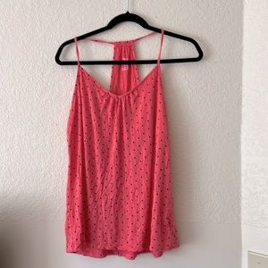 Secret Treasures with bralette sleep top XL coral with black dots never worn